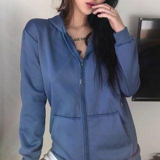 Zip-up Hooded Jacket Blue - One Size