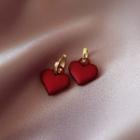 Heart Drop Earring 1 Pair - Heart - Red - One Size