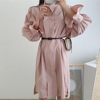 Side Slit Long-sleeve Dress