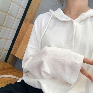 Button-detail Hoodie White - One Size
