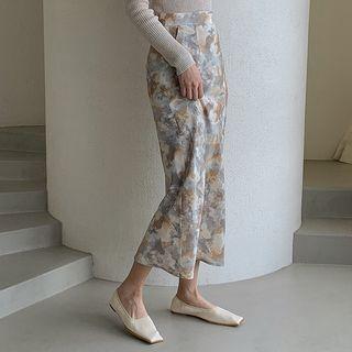 Pocket-side Printed Maxi Skirt