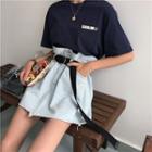 Paperbag Waist Denim Skirt With Belt