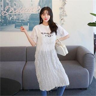 Fringed Sheer Midi Pinafore Dress