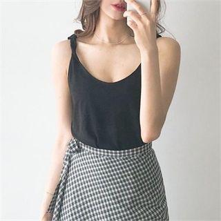 Twisted-strap Linen Blend Tank Top