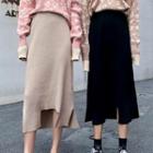 Asymmetrical Midi A-line Knit Skirt
