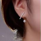 Bar Faux Pearl Swing Earring With Gift Box - 1 Pair - Silver - One Size