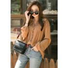Collar-detail Shirred-trim Blouse
