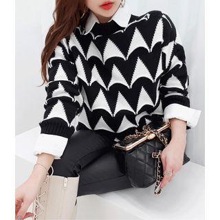 Crewneck Geo Pattern Sweater