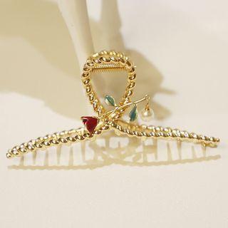 Alloy Faux Pearl Hair Clamp Gold - One Size