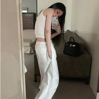 Plain Tank Top / Drawstring Baggy Pants