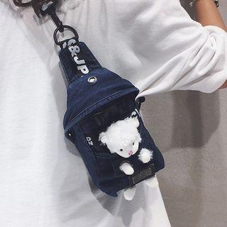 Lettering Denim Sling Bag