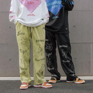 Couple Matching Print Straight Leg Pants