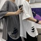Couple Matching Short Sleeve Distressed T-shirt