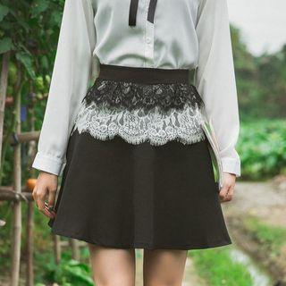 Set: Shirt + Lace Panel Skirt