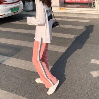 Stripe-side Wide Leg Pants