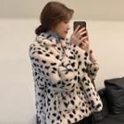 Leopard Print Furry Buttoned Coat