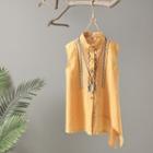 Sleeveless Embroidered Shirt Yellow - One Size