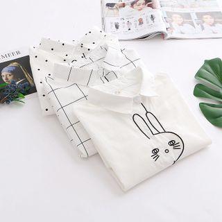 Patterned Shirt / Rabbit Embroidered Shirt