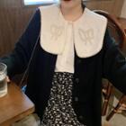 Plain Knitted Cardigan / Vintage Lantern Sleeve Shirt / Floral Dress