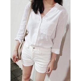 V-neck Linen Blouse