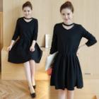 Cutout V-neck Long-sleeve Dress