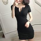 Short Sleeve Deep V-neck Dress