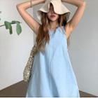 Denim A-line Mini Tank Dress Blue - One Size
