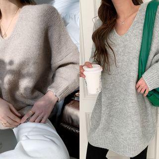 Drop-shoulder Woolen Oversize Sweater