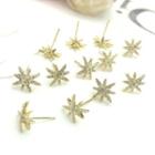 Rhinestone Snowflake 14k Gold Stud Earrings