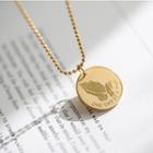 Alloy Embossed Disc Pendant Necklace Gold - One Size