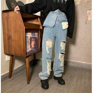 High-waist Ribbon Pants