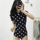 Short-sleeve Dotted Swimsuit
