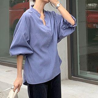 Drawstring Back-slit Blouse