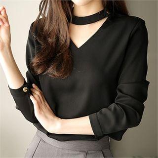 Choker V-neck Chiffon Top