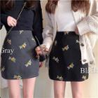 Flower High-waist Slim-fit A-line Skirt