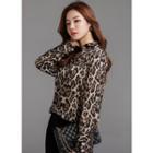 Wide-cuff Leopard Silky Shirt