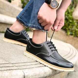 Perforated Genuine Leather Walk Oxfords