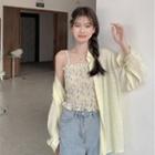 Plain Shirt / Floral Camisole Top