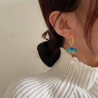 Faux Pearl Drop Earring 1 Pair - Gold & Blue & Green - One Size