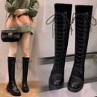 Faux-leather Lace-up Front Tall Boots