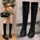 Faux-leather Lace-up Front Tall Boots
