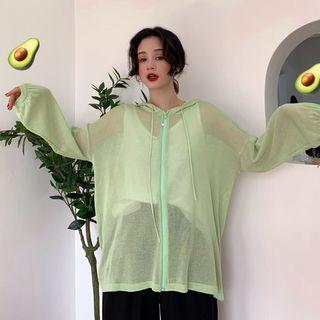 Sheer Knit Zip Hoodie