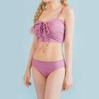 Lace-up Front Tube Bikini Set