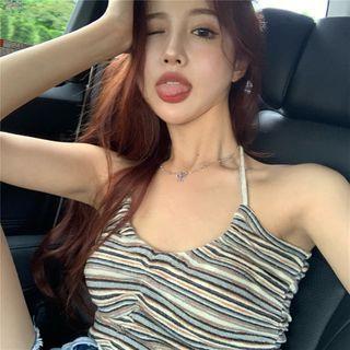 Striped Slim-fit Camisole Top Stripe - One Size