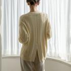 Slit-back Cable-knit Cardigan