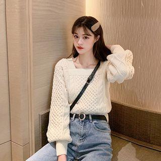 Square Neck Cable-knit Top