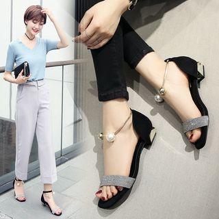 Faux-pearl Sandals