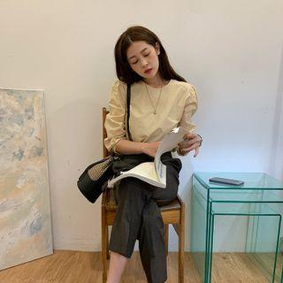Faux-leather Panel Houndstooth Bucket Bag
