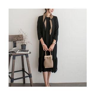 Perforated-detail Ruffle-hem Dress