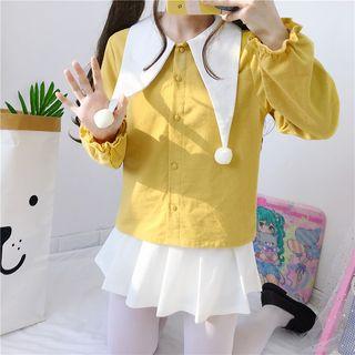 Two-tone Pom Pom Shirt